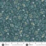 Charmed Flora MU199T teal  by Makower flowers and leaves on teal  background