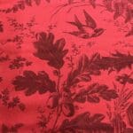 Vermont 10285R2 Ruby fabric by Andover black on red birds, leaves, acorns
