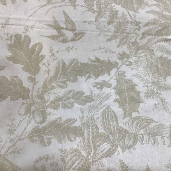 Vermont 10285L1 Sand fabric by Andover cream on cream birds, leaves, acorns Vermont 10285L1 Sand fabric by Andover cream on cream birds, leaves, acorns