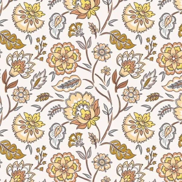 Indian Summer SH19A large floral yellows Stuart Hillard fabric by Lewis and Irene Indian Summer SH19A large floral yellows Stuart Hillard fabric by Lewis and Irene