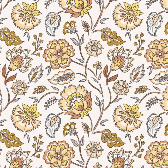 Indian Summer SH19A large floral yellows Stuart Hillard fabric by Lewis and Irene Indian Summer SH19A large floral yellows Stuart Hillard fabric by Lewis and Irene