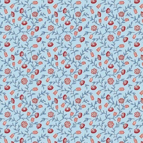 Indian Summer SH21C blue climbing flowers Stuart Hillard fabric by Lewis and Irene Indian Summer SH21C blue climbing flowers Stuart Hillard fabric by Lewis and Irene
