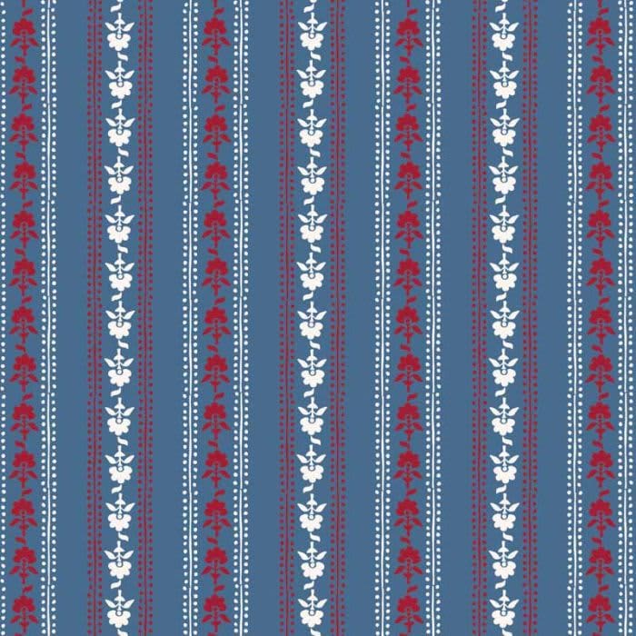 Indian Summer SH22C floral stripe on indigo Stuart Hillard fabric by Lewis and Irene Indian Summer SH22C floral stripe on indigo Stuart Hillard fabric by Lewis and Irene