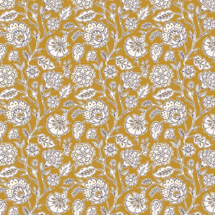 Indian Summer SH23A gold floral Stuart Hillard fabric by Lewis and Irene Indian Summer SH23A gold floral Stuart Hillard fabric by Lewis and Irene