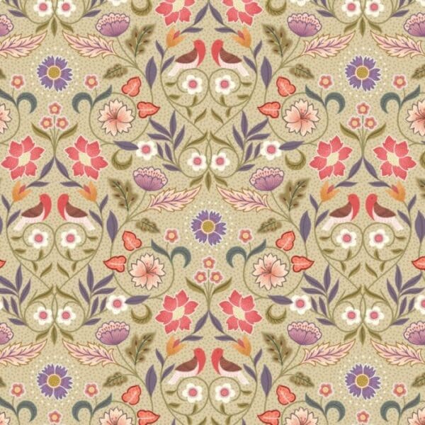 Isabella A851.2 rose and lavenders floral fabric by Lewis and Irene Isabella A851.2 rose and lavenders floral fabric by Lewis and Irene