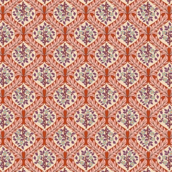 Isabella A853.2 Hidcote tree on teracotta fabric by Lewis and Irene Isabella A853.2 Hidcote tree on teracotta fabric by Lewis and Irene