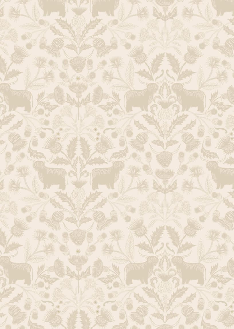 Highlands – A877A highland cow and thistle grey on grey by Lewis & Irene Highlands - A877A highland cow and thistle grey on grey by Lewis & Irene