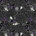Witchy Woods A882C dark grey by Lewis and Irene houses and ghosts