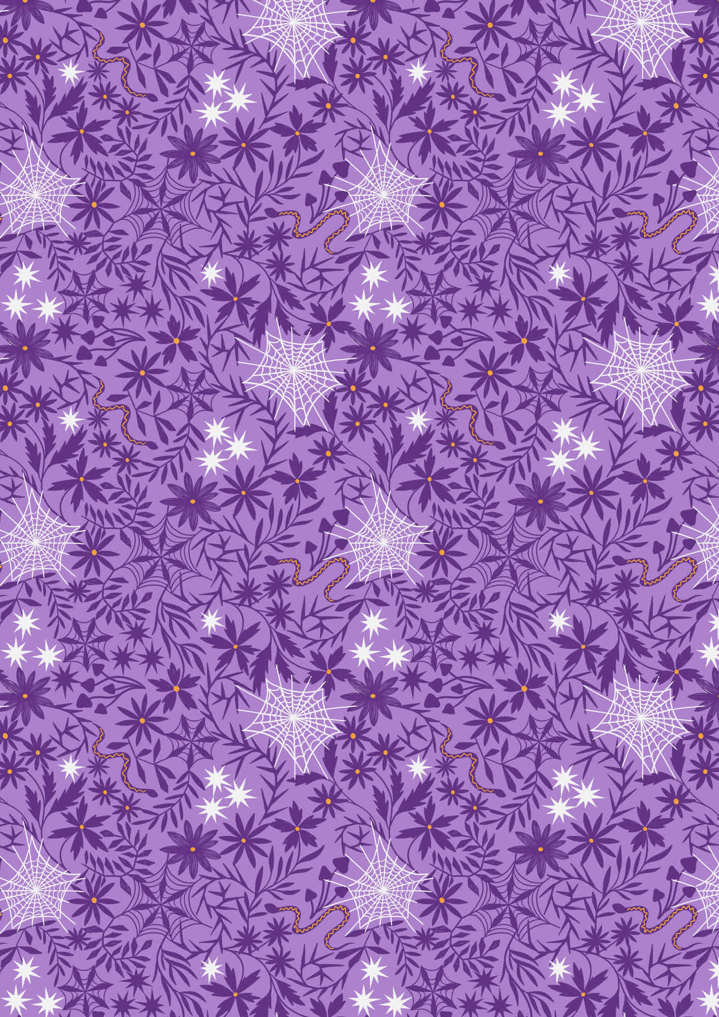 Witchy Woods A884A floral cobwebs on light purple by Lewis and Irene Witchy Woods A884A floral cobwebs on light purple by Lewis and Irene
