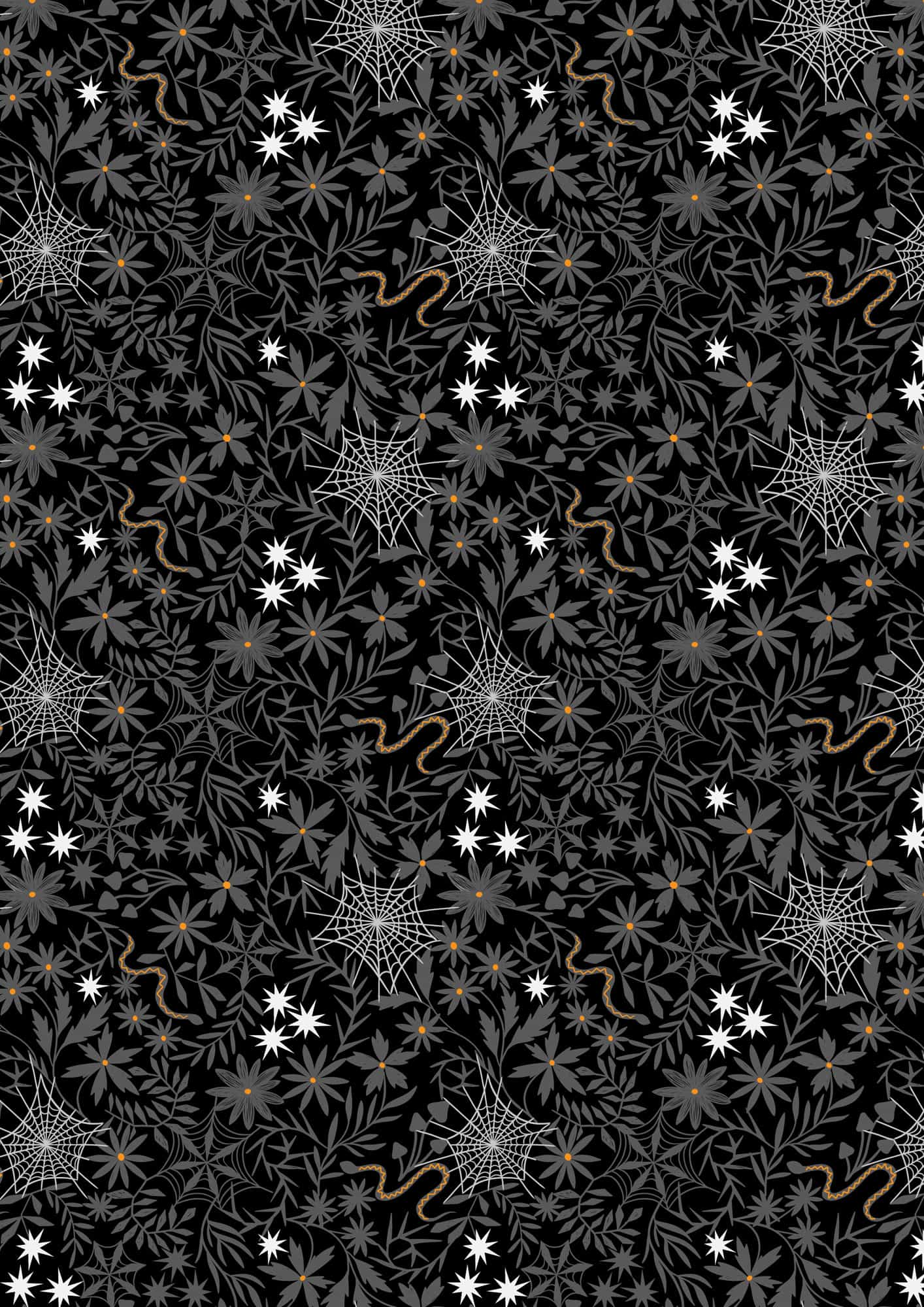 Witchy Woods A884C floral cobwebs on black by Lewis and Irene Witchy Woods A884C floral cobwebs on black by Lewis and Irene