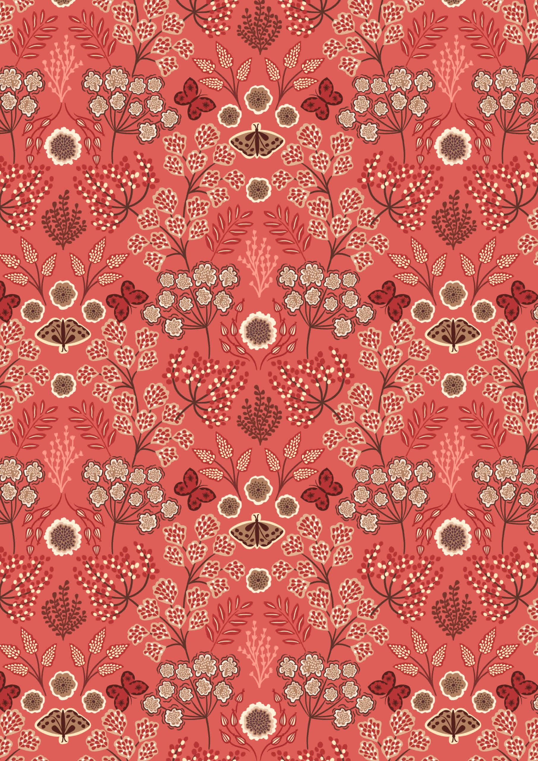 Jardin D’Automne A930B large floral butterfly on autumnal red by Lewis and Irene Jardin D’Automne A930B large floral butterfly on autumnal red by Lewis and Irene