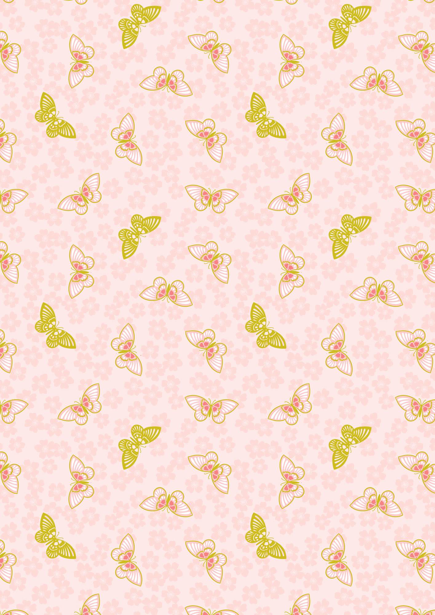 Sakura butterflies A921A – pink with gold metallic by Lewis and Irene Sakura butterflies A921A - pink with gold metallic by Lewis and Irene