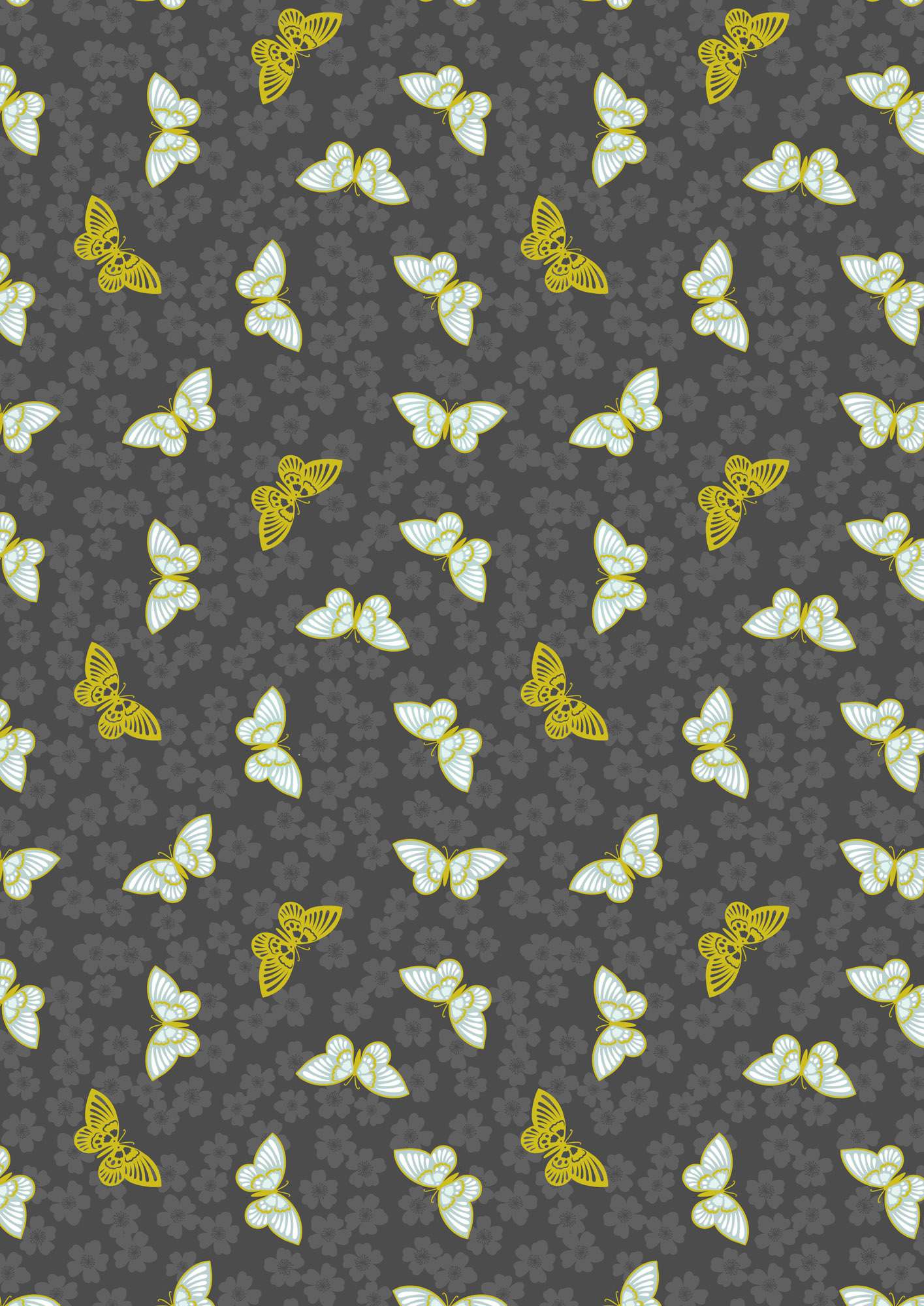 Sakura butterflies A921C – black with gold metallic by Lewis and Irene Sakura butterflies A921C - black with gold metallic by Lewis and Irene