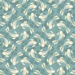 Sakura swimming koi  A922C – blue with gold metallic by Lewis and Irene