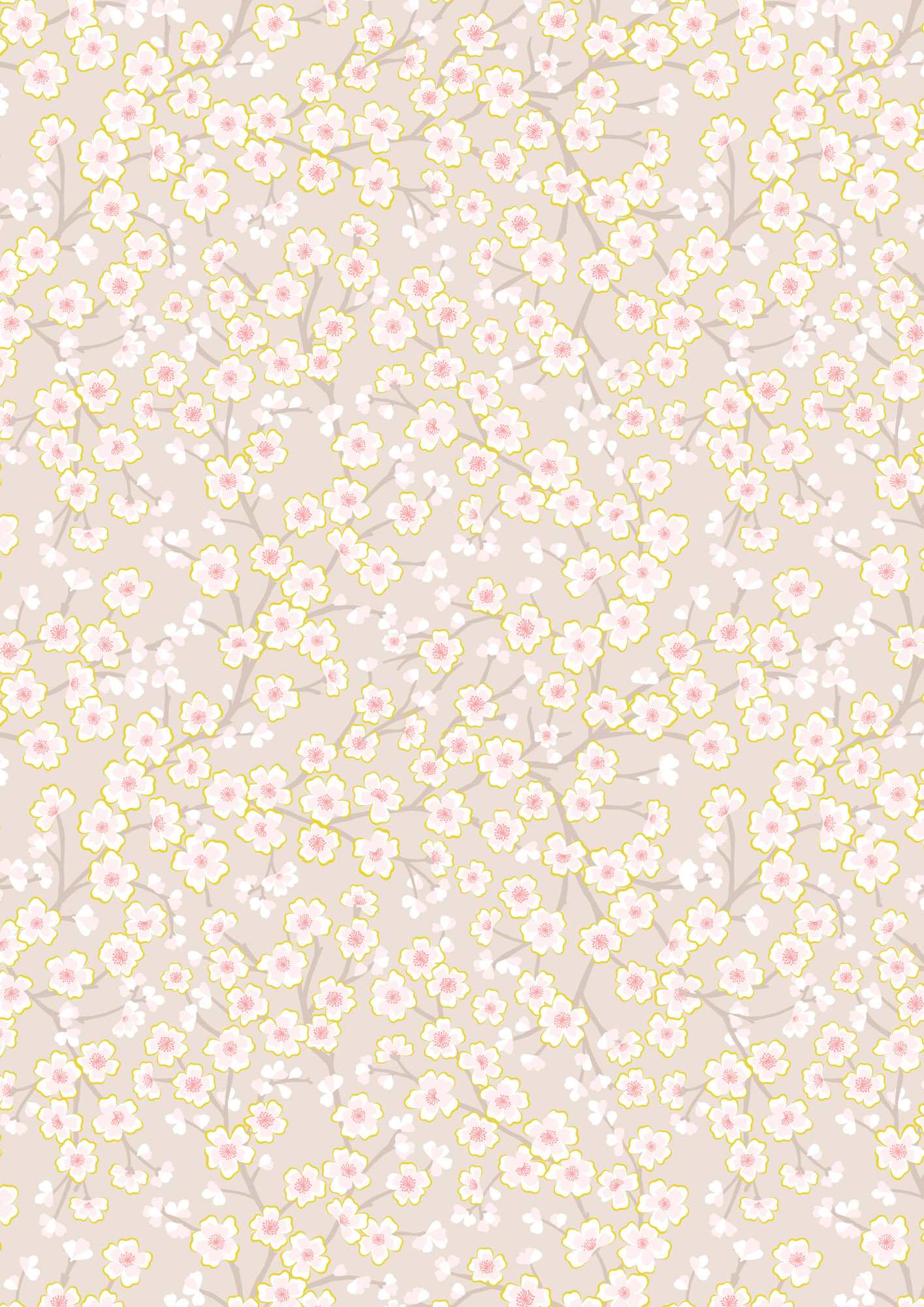 Sakura Cherry Blossom A923A – warm neutral with gold metallic by Lewis and Irene Sakura Cherry Blossom A923A - warm neutral with gold metallic by Lewis and Irene
