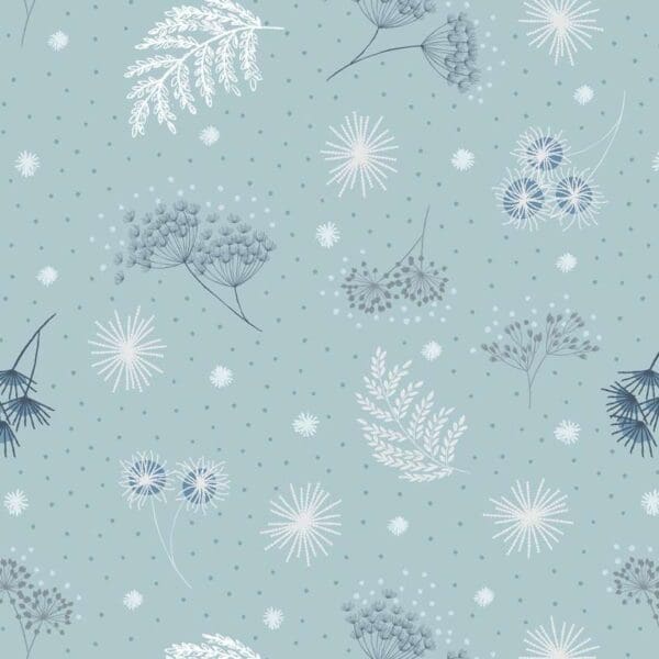 Secret Winter Garden Flannel A659.2 Frosted garden on mist blue by Lewis & Irene fabrics