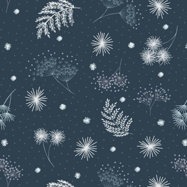 Secret Winter Garden Flannel A659.3 Frosted garden on dark blue by Lewis & Irene fabrics