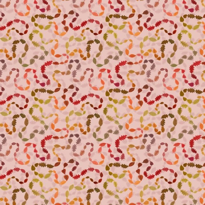 Leafy Trail A848.2 on mushroom pink fabric by Lewis and Irene Leafy Trail A848.2 on mushroom pink fabric by Lewis and Irene